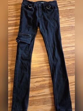 Hot Topic Black Skinny Cargo Jeans with Ring Accents